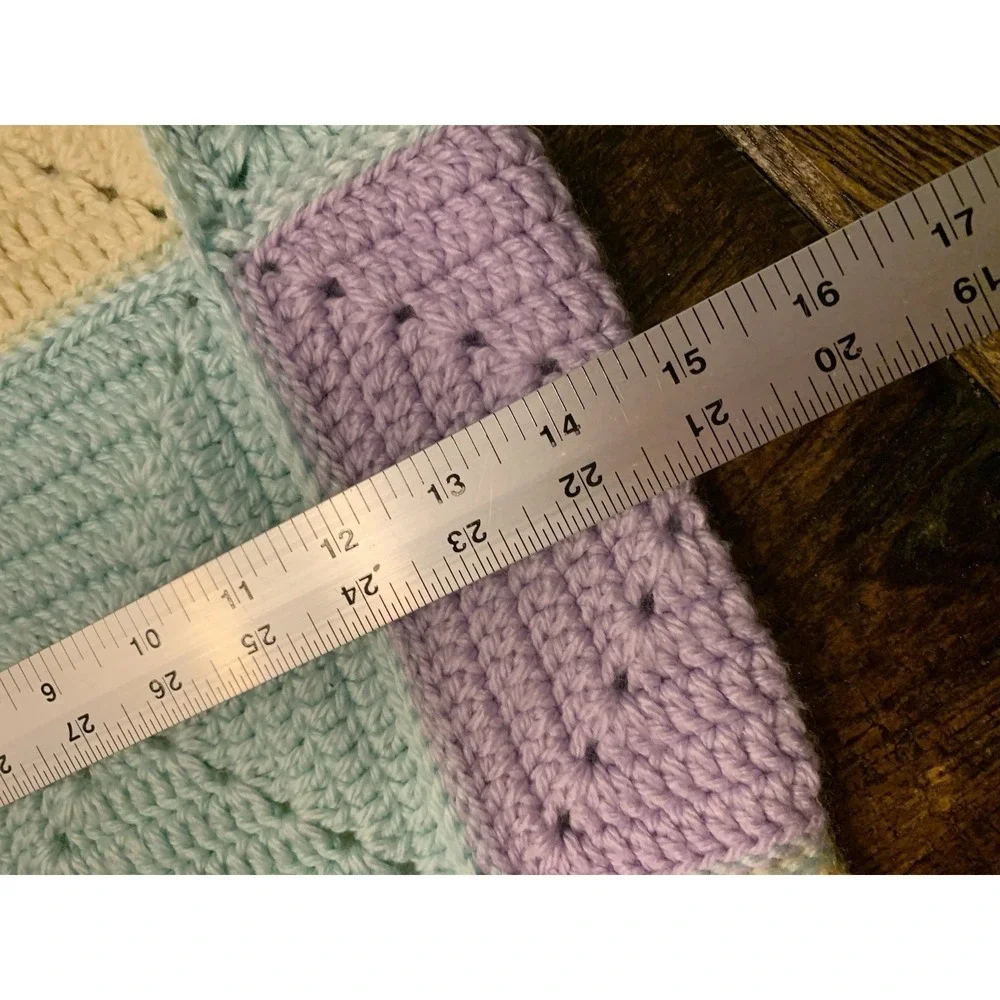 Vintage Granny Square Baby Blanket Throw Pastel 61